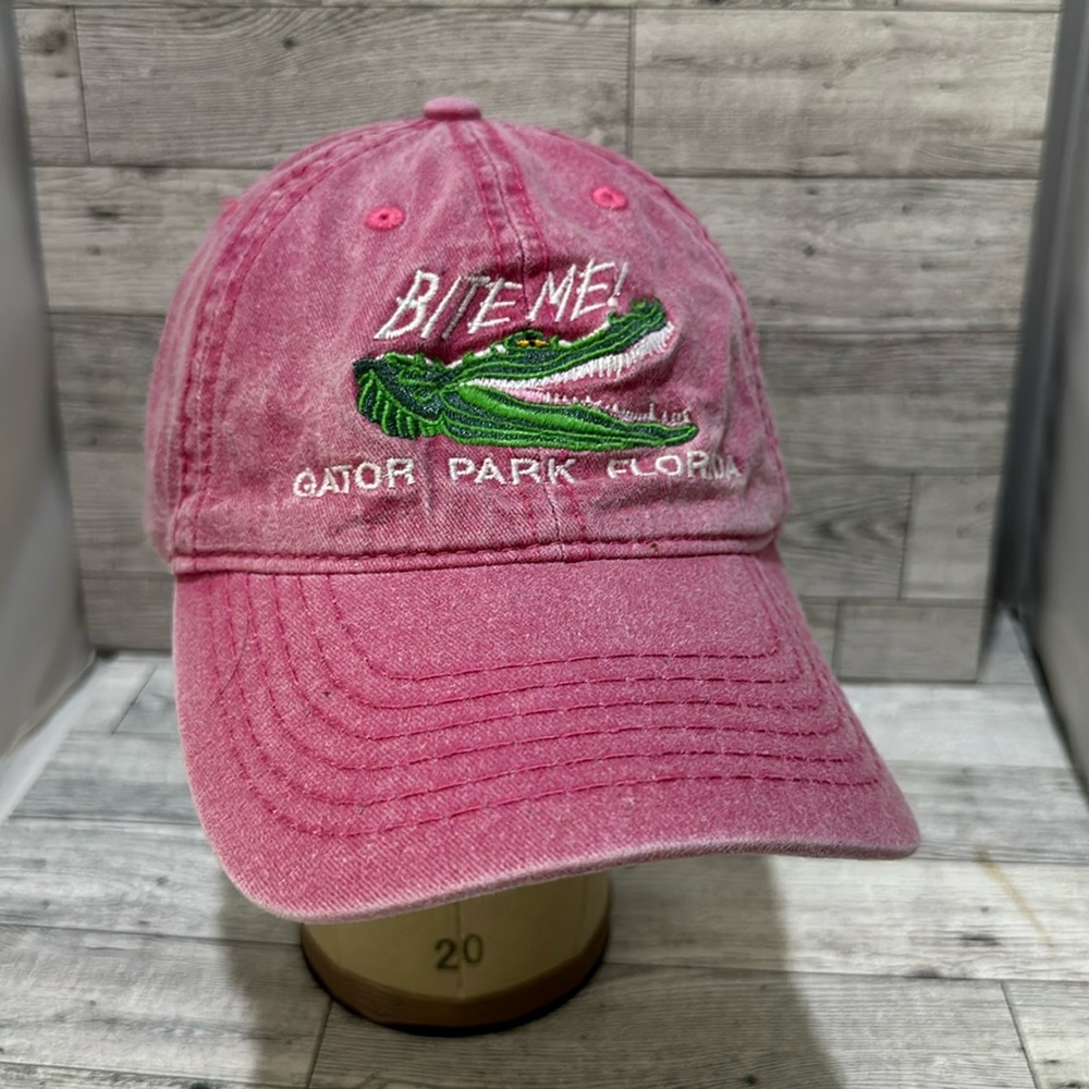 Gator park Florida pink distressed baseball cap hat